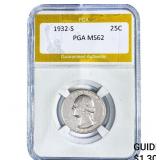 1932-S Washington Silver Quarter PGA MS62
