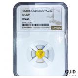 1871 Round California Gold Quarter NGC MS64 BG-808
