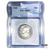 1945 Washington Silver Quarter ICG MS67