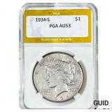 1934-S Silver Peace Dollar PGA AU53