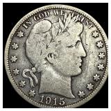 1915 Silver Barber Half Dollar ABOUT UNCIRCULATED