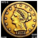 1872-S $2.50 Gold Quarter Eagle CHOICE AU