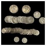 [52]1926-1944 U.S 90% Silver Coin Lot 10C,25C,&50C