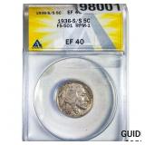 1936-S/S Buffalo Nickel ANACS EF40 FS-501 RPM-1
