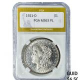 1921-D Morgan Silver Dollar PGA MS63 PL