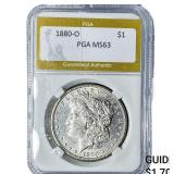 1880-O Morgan Silver Dollar PGA MS63