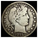 1915 Silver Barber Half Dollar LIGHTLY CIRCULATED