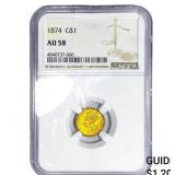1874 Rare Gold Dollar NGC AU58