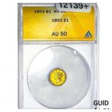 1853 Rare Gold Dollar ANACS AU50