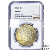 1923 Silver Peace Dollar NGC MS66