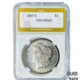1897-S Morgan Silver Dollar PGA MS63