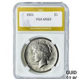 1921 Silver Peace Dollar PGA MS63