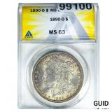 1890-O Morgan Silver Dollar ANACS MS63