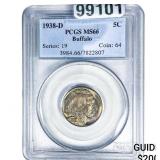 1938-D Buffalo Nickel PCGS MS66