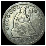 1853 Arrows Seated Liberty Quarter NEARLY UNCIRCUL