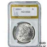 1890-S Morgan Silver Dollar PGA MS66