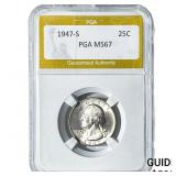 1947-S Washington Silver Quarter PGA MS67