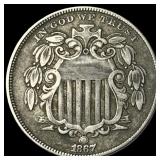 1867 Shield Nickel LIGHTLY CIRCULATED