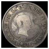 1821 Silver 2 Reales Spain (SM-M). LIGHTLY CIRCULA