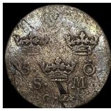 Sweden 5 re 1666 Silver Coin. NEARLY UNCIRCULATE