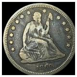 1860 Silver Seated Liberty Quarter LIGHTLY  CIRCU