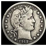 1912-S Silver Barber Quarter NEARLY UNCIRCULATED