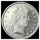1894-S Silver Barber Quarter CHOICE AU