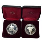 [2]1982-1983 Canada Silver Dollars w/Box .375oz Si