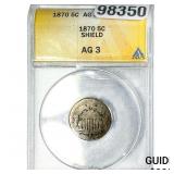 1870 Shield Nickel ANACS AG3