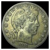 1911-S Silver Barber Half Dollar LIGHTLY CIRCULATE