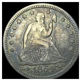 1854-O Silver Seated Liberty Quarter CLOSELY UNCIR