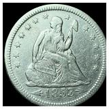 1853 Arrows Seated Liberty Quarter CLOSELY UNCIRCU