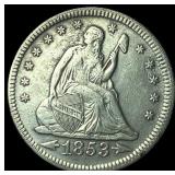 1853 Arrows Seated Liberty Quarter CLOSELY UNCIRCU