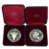 [2]1982-1983 Canada Silver Dollars w/Box .375oz Si
