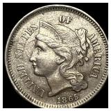 1865 Nickel Three-Cent Piece NEARLY UNCIRCULATED