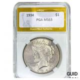 1934 Silver Peace Dollar PGA MS63