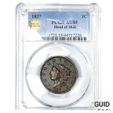1837 Coronet Head Large Cent PCGS AU55 Heads of 18