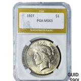 1927 Silver Peace Dollar PGA MS63