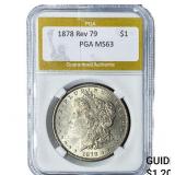 1878 Rev. 79 Morgan Silver Dollar PGA MS63