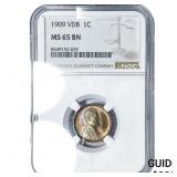 1909 VDB Wheat Cent NGC MS65 BN