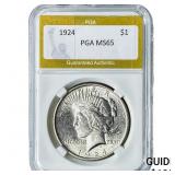 1924 Silver Peace Dollar PGA MS65