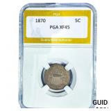 1870 Shield Nickel PGA XF45