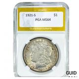 1921-S Morgan Silver Dollar PGA MS64