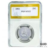 1861 Seated Liberty Quarter PGA MS62