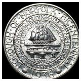 1936 Norfolk Bicentennial Silver Half Dollar UNCIR