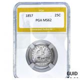 1857 Seated Liberty Quarter PGA MS62