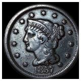 1857 Braided Hair Large Cent CLOSELY  UNCIRCULATE