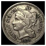 1870 Nickel Three-Cent Piece NEARLY  UNCIRCULATED