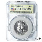 1963 Franklin Half Dollar GSA PR69
