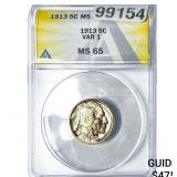 1913 Buffalo Nickel ANACS MS65 Var 1